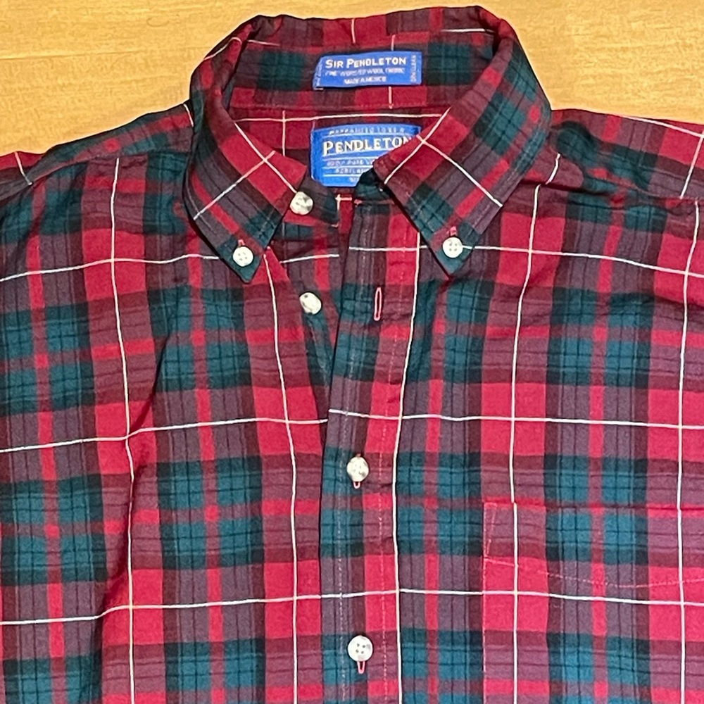 Pendleton Button Down Lightweight Wool Ls Mens Me… - image 4